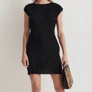 NWT Madewell Plissé Mini Tee Dress in True Black